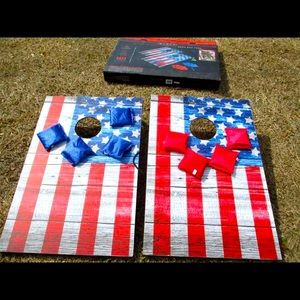 Vintage corn hole bean flag game